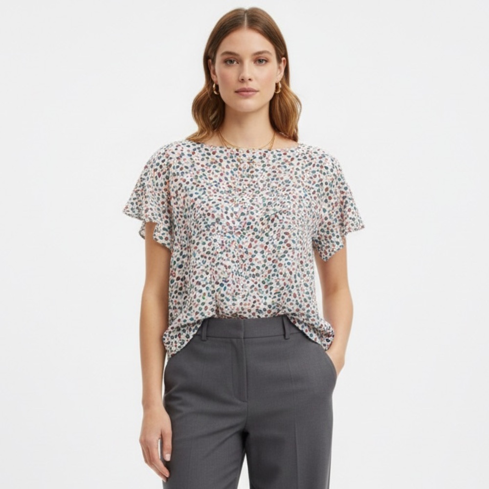 Max Mara Weekend Heart Print Flutter Blouse